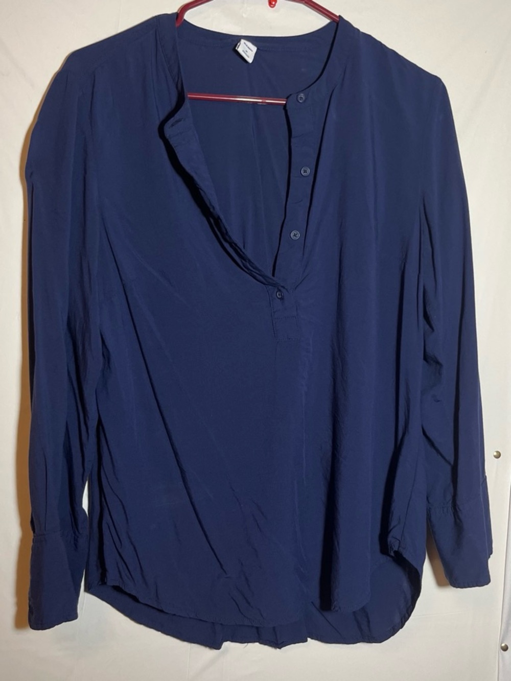 Women’s Navy Button-Placket Blouse